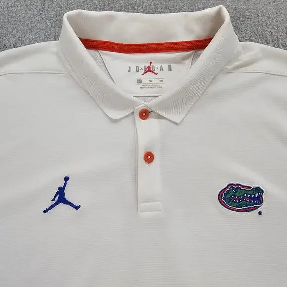 Florida Gators Air Jordan Polo Shirt Mens XL White Blue Football Golf Jumpman - Picture 3 of 16